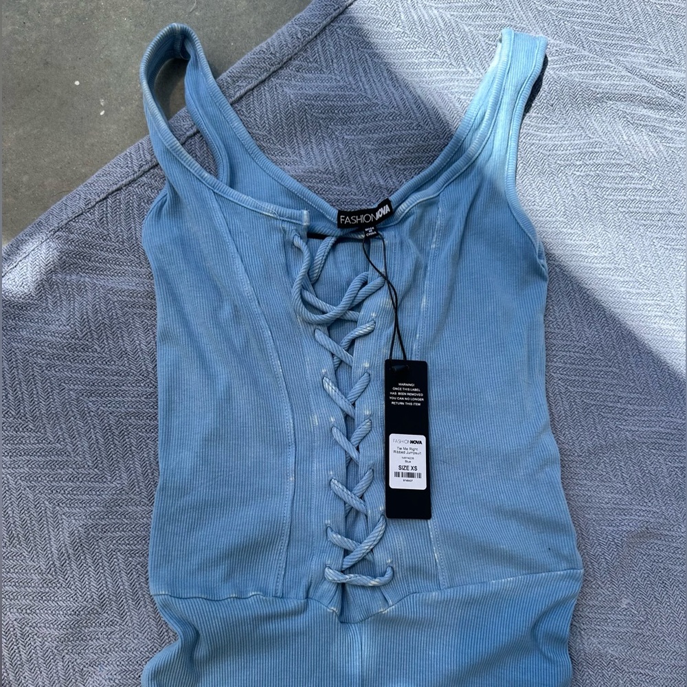 Blue Ribbed jumpsuit